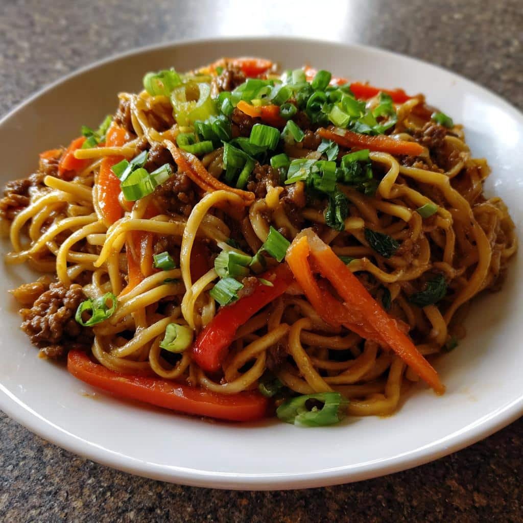 Healthy Mongolian Ground Beef Noodles - detail 1
