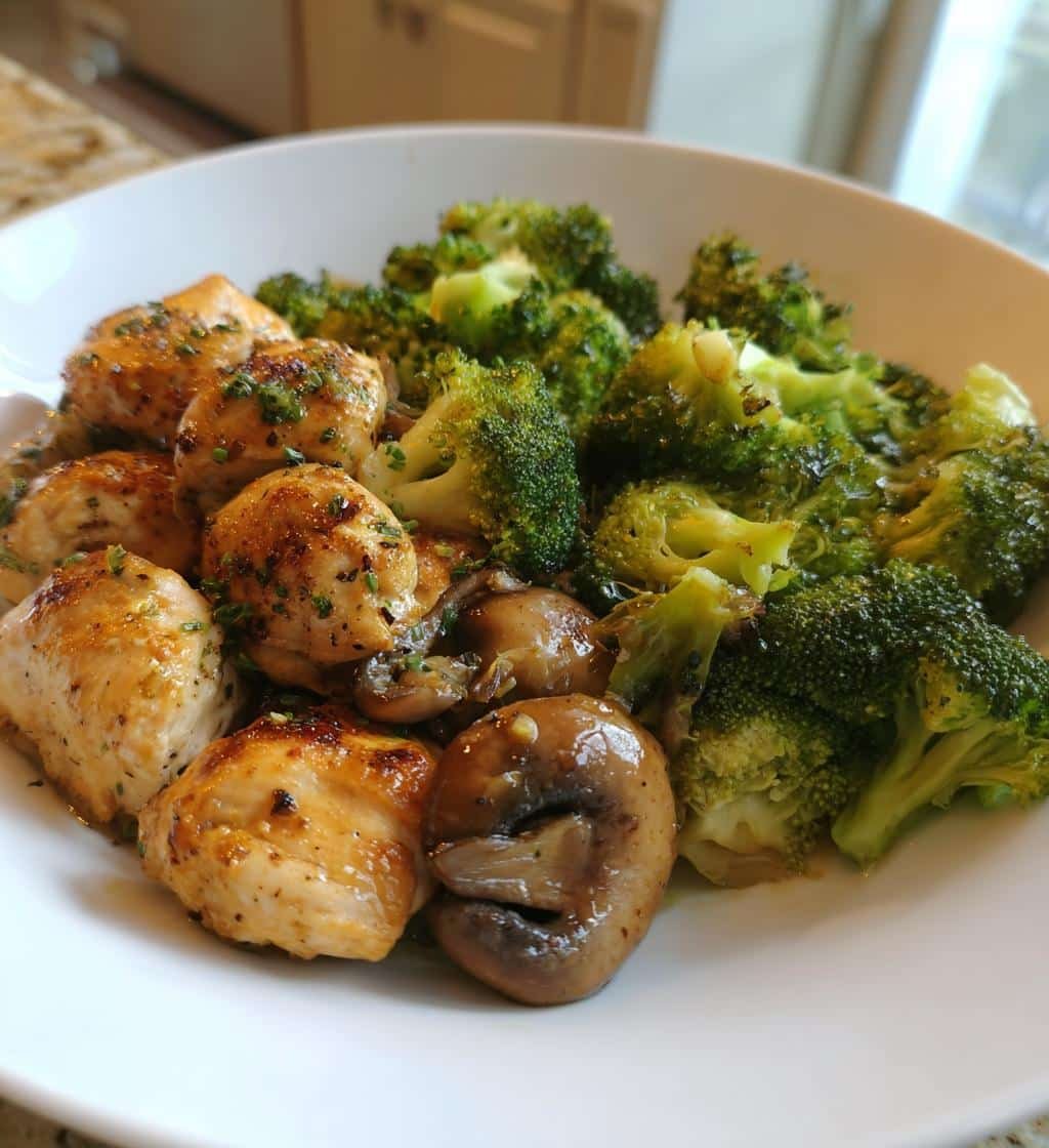 Healthy One-Pan Chicken Broccoli Mushroom
