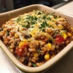 Healthy Quick Mexican Barley Casserole with Ground Turkey