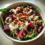 Healthy Roasted Beet and Lentil Salad with Tahini Dressing