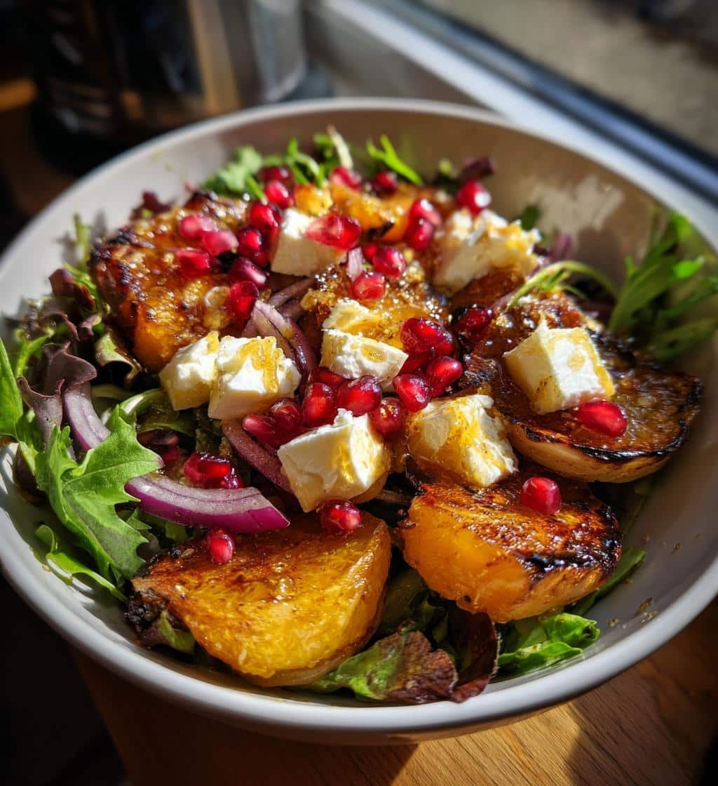 Healthy Roasted Onion and Feta Salad (with Pomegranate) - detail 1