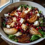 Healthy Roasted Onion and Feta Salad (with Pomegranate)