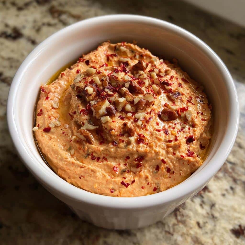 Healthy Roasted Red Pepper Walnut Dip - detail 1
