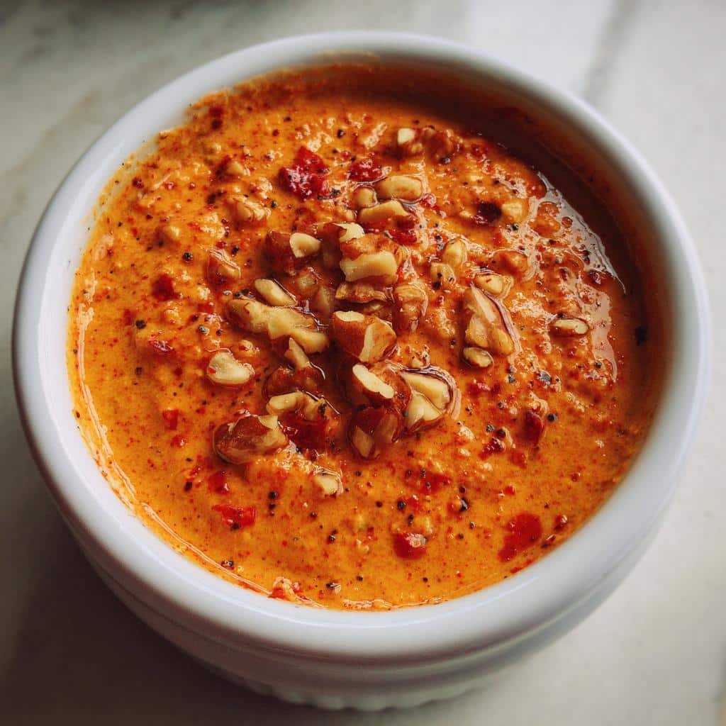 Healthy Roasted Red Pepper Walnut Dip