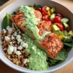 Healthy Salmon Farro Bowl with Green Goddess Dressing