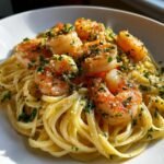 Healthy Savory Garlic Butter Shrimp Linguine