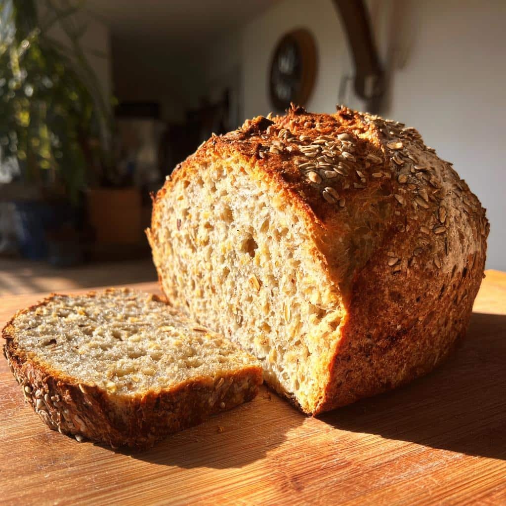 Healthy Seeded Oat Bread (No-Knead)