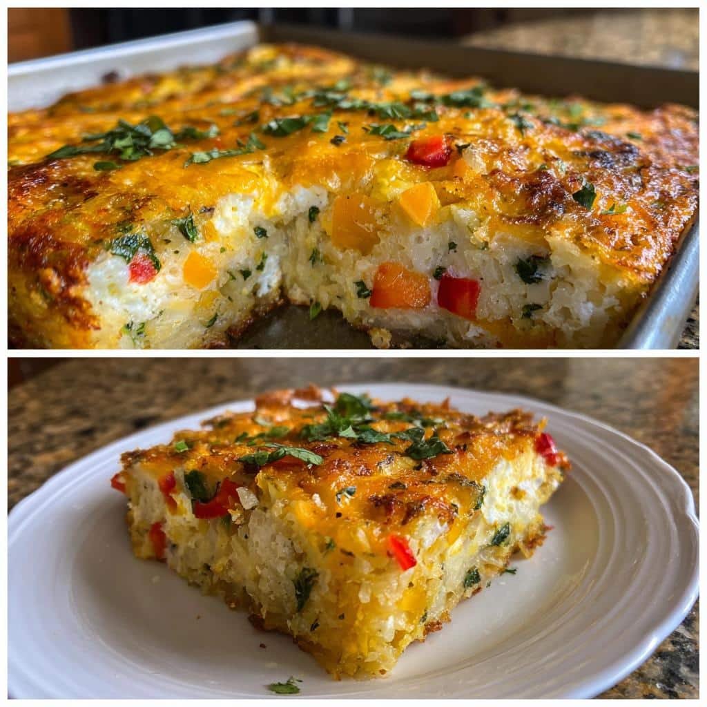 Healthy Sheet Pan Breakfast Casserole (Hash Brown Base)