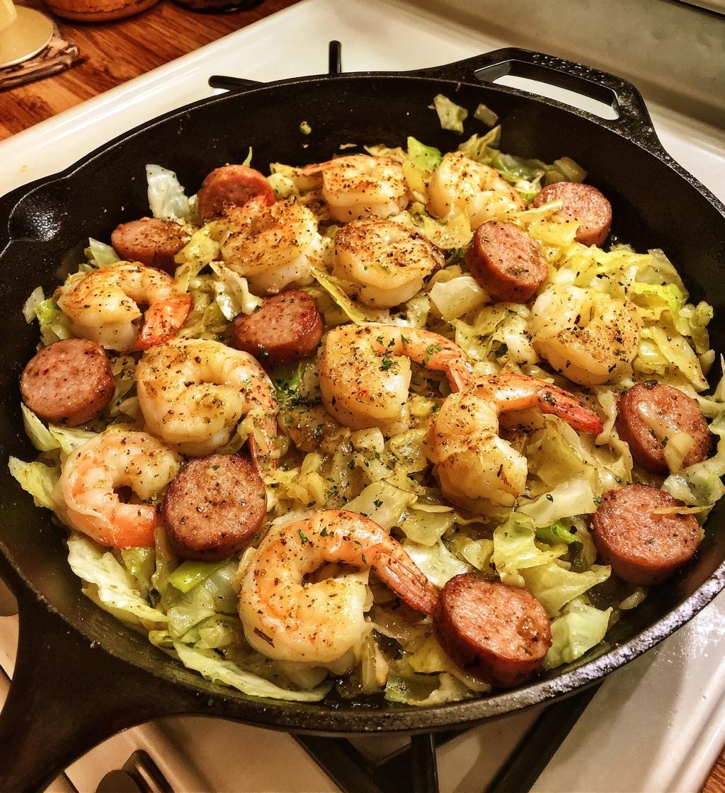 Healthy Shrimp, Sausage & Cabbage Skillet - detail 1