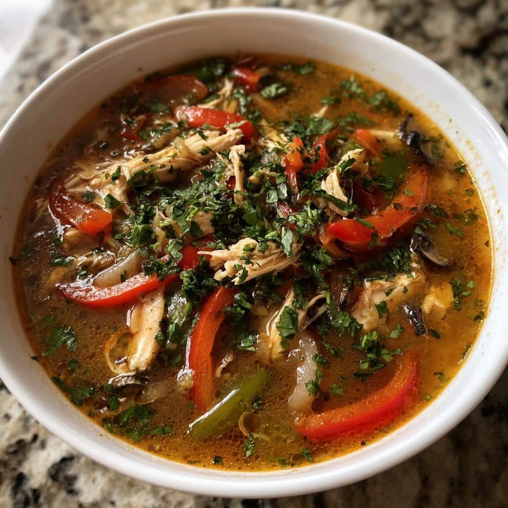 Healthy Slow Cooker Chicken Fajita Soup