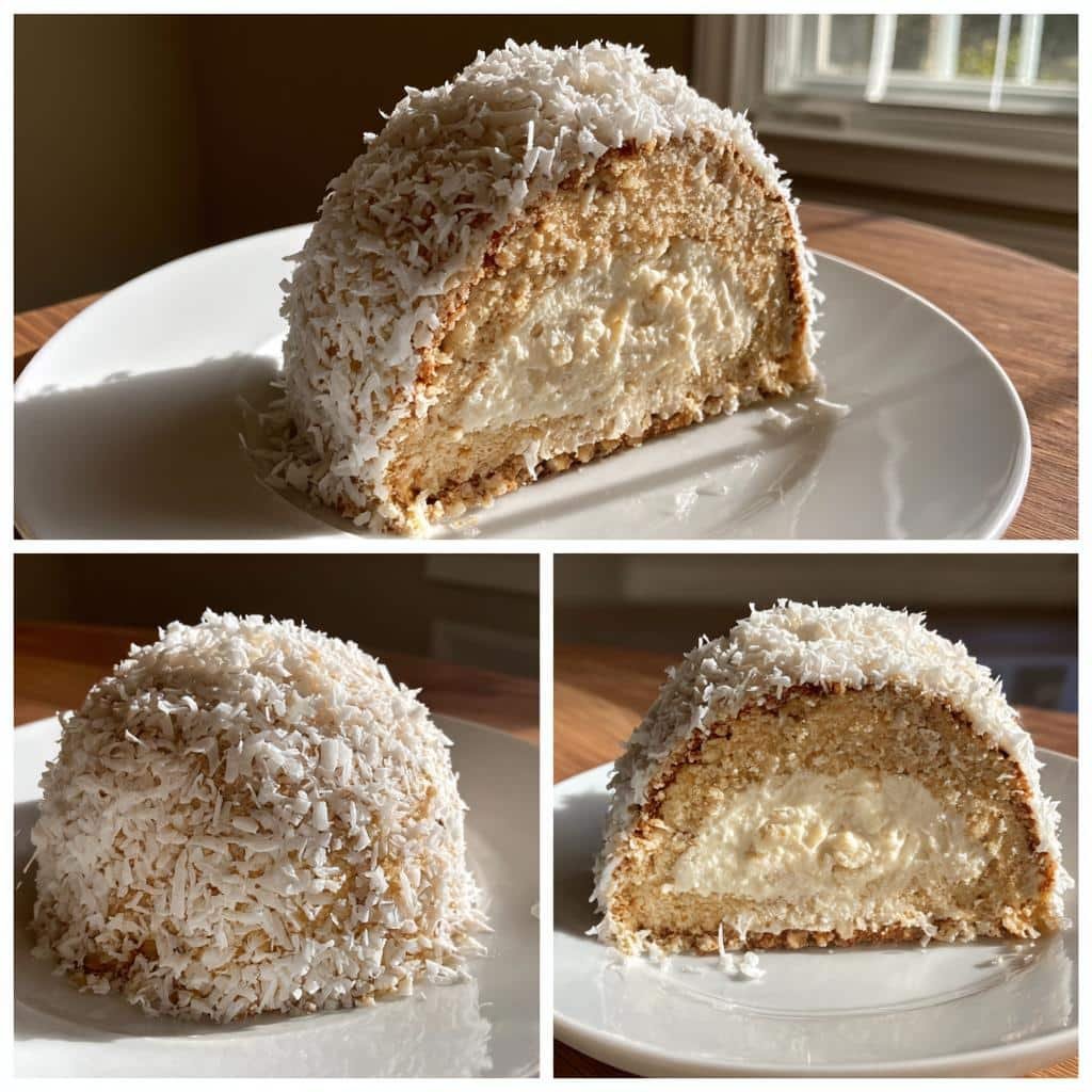 Healthy Snowball Coconut Yule Log Cake - detail 1