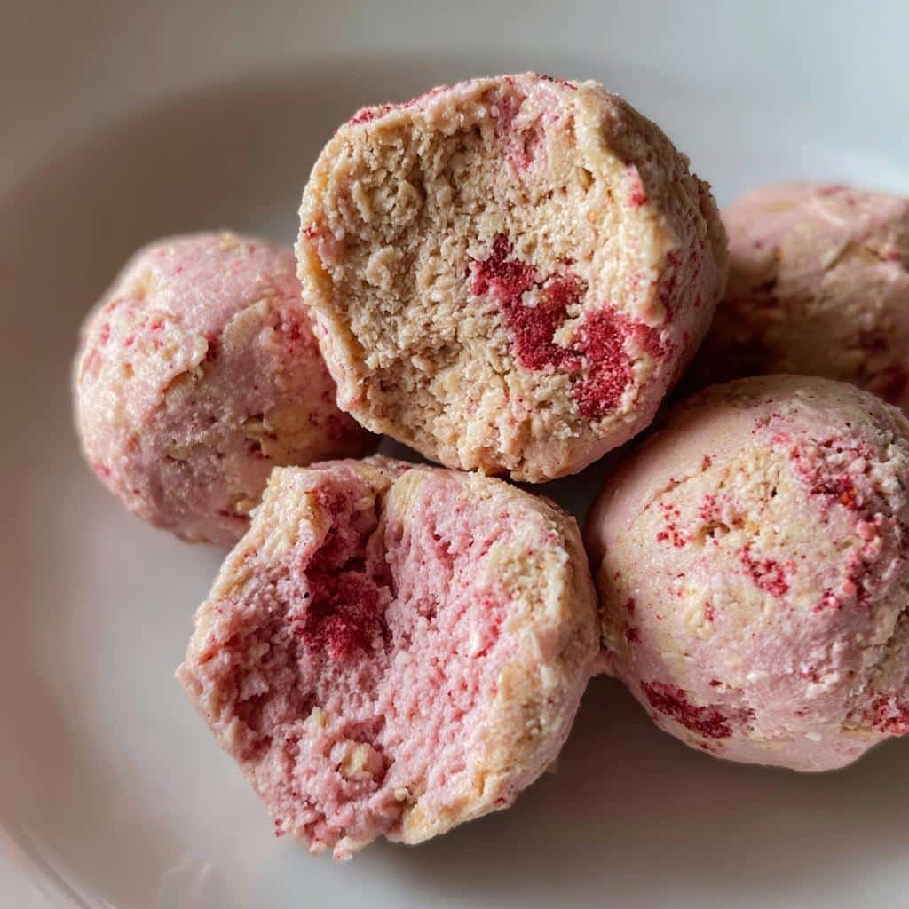 Healthy Strawberry Cheesecake Protein Balls