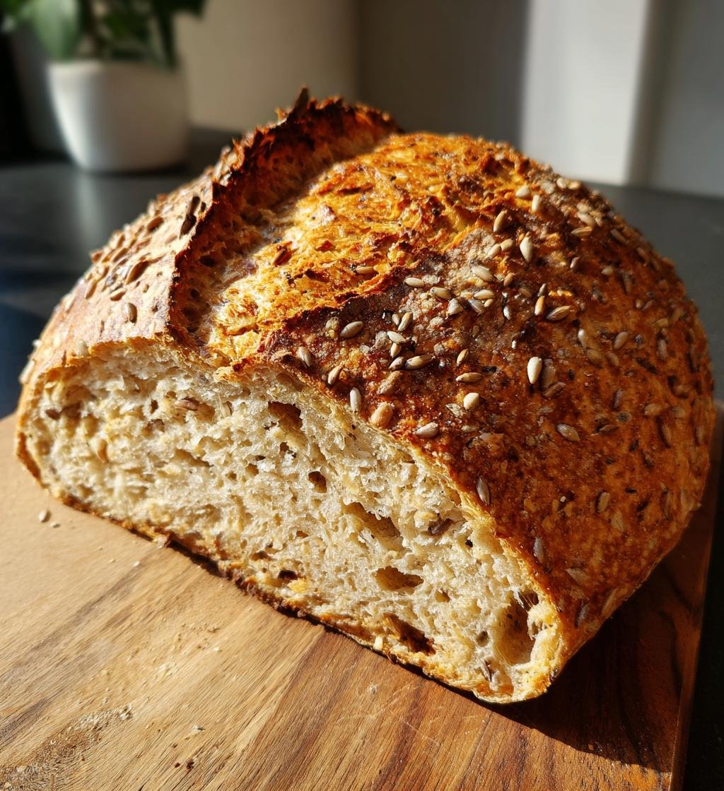 Healthy Three-Seed No-Knead Bread - detail 1