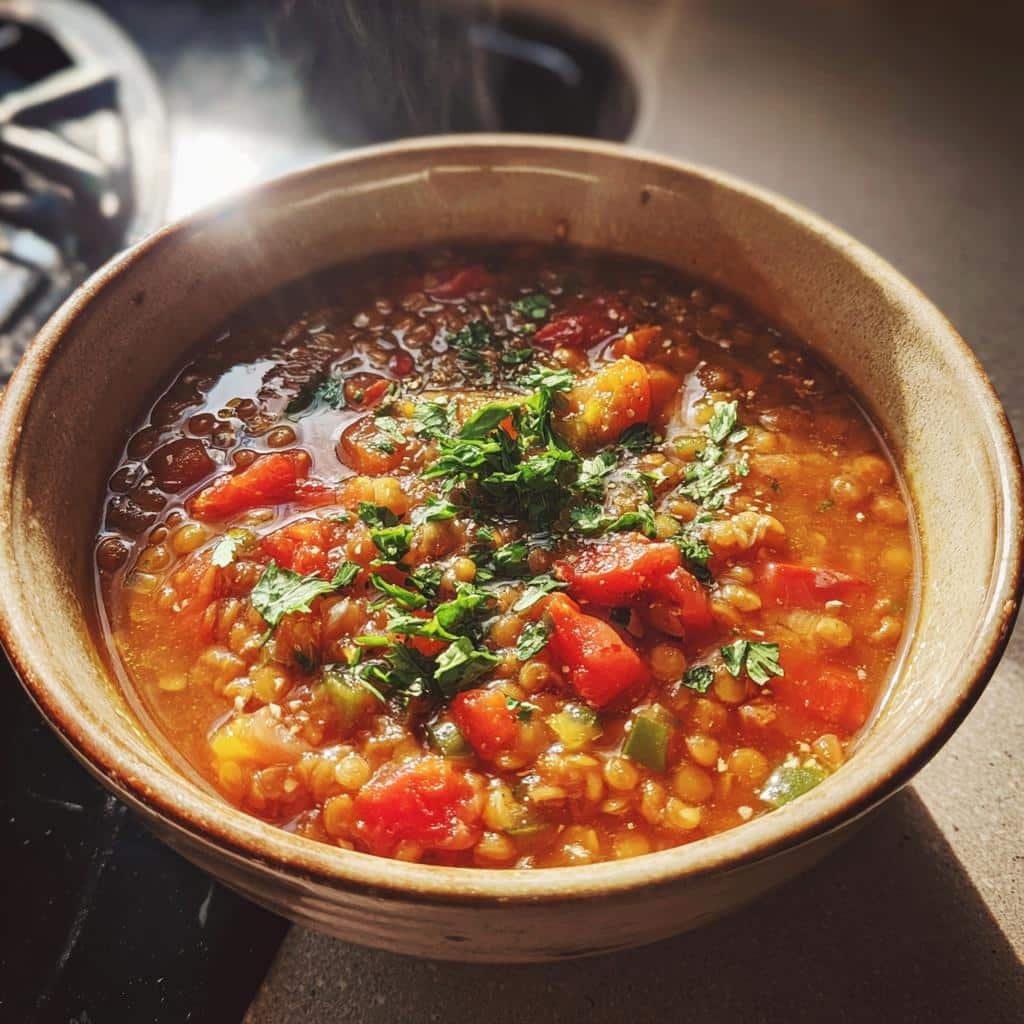 Healthy Tomato Lentil Protein Soup