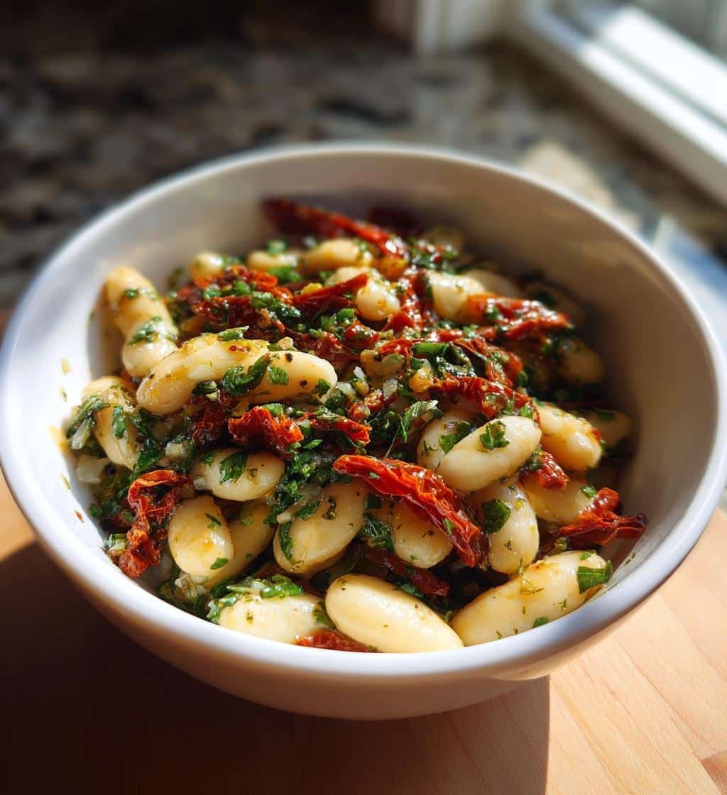 Healthy Tuscan White Bean Salad with Sun-Dried Tomatoes - detail 1