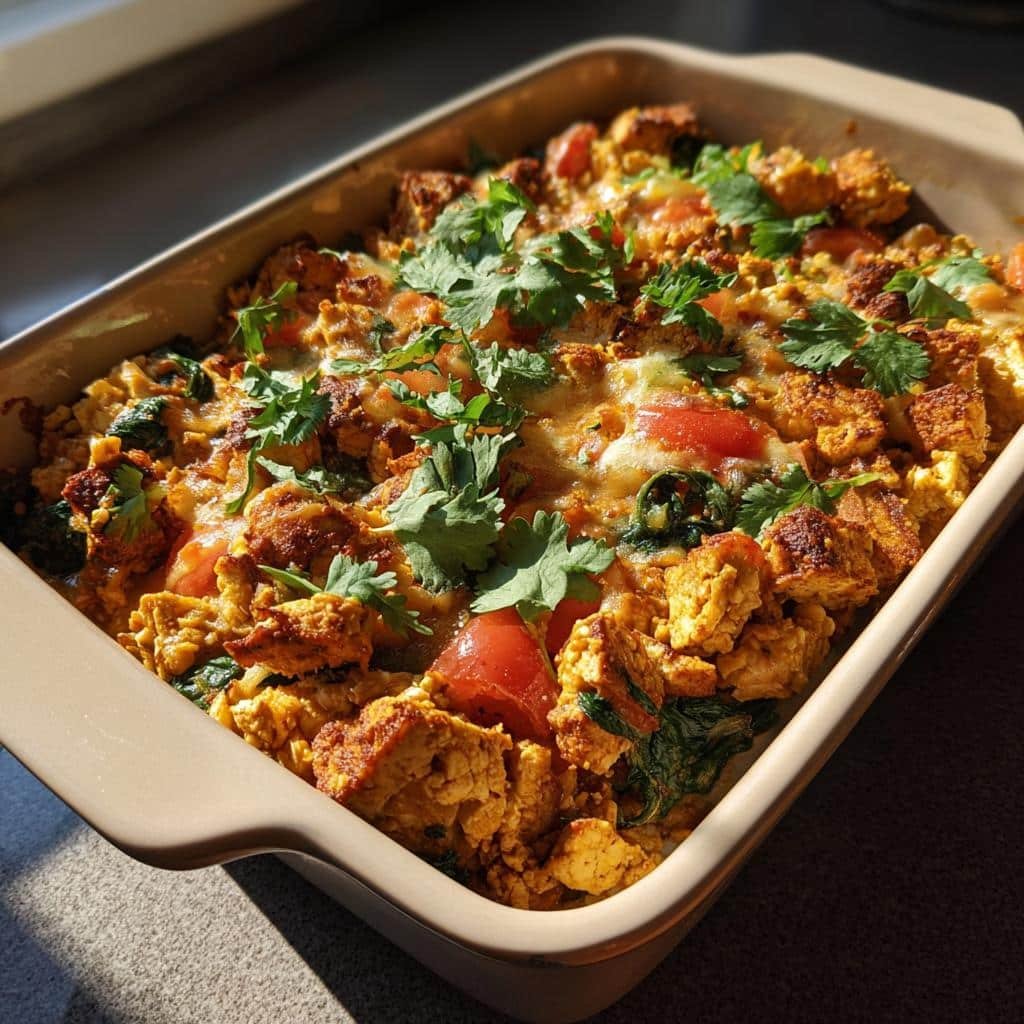 Healthy Vegan Indian-Spiced Tofu Casserole