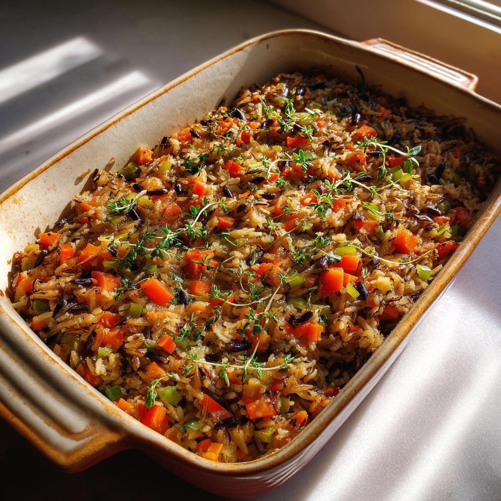 Healthy Vegan Wild Rice Navy Bean Casserole