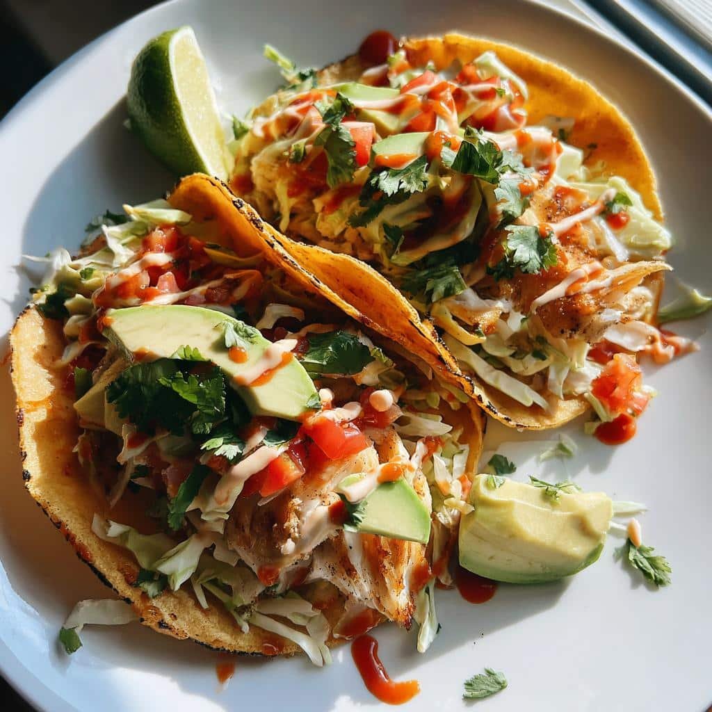 Healthy Zesty Fish Tacos with Spicy Sriracha Lime Sauce - detail 1