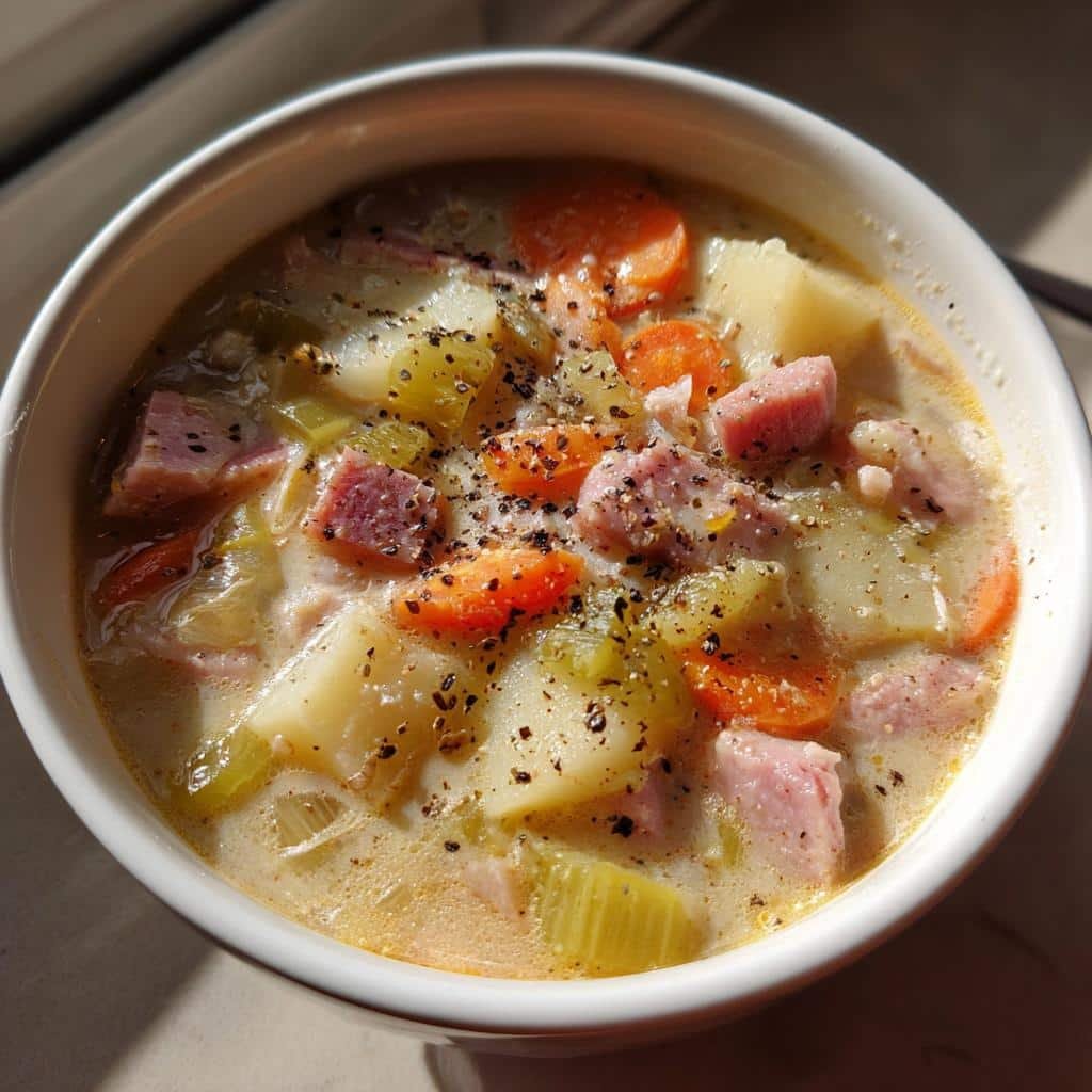 Healthy crockpot Ham & Potato Soup
