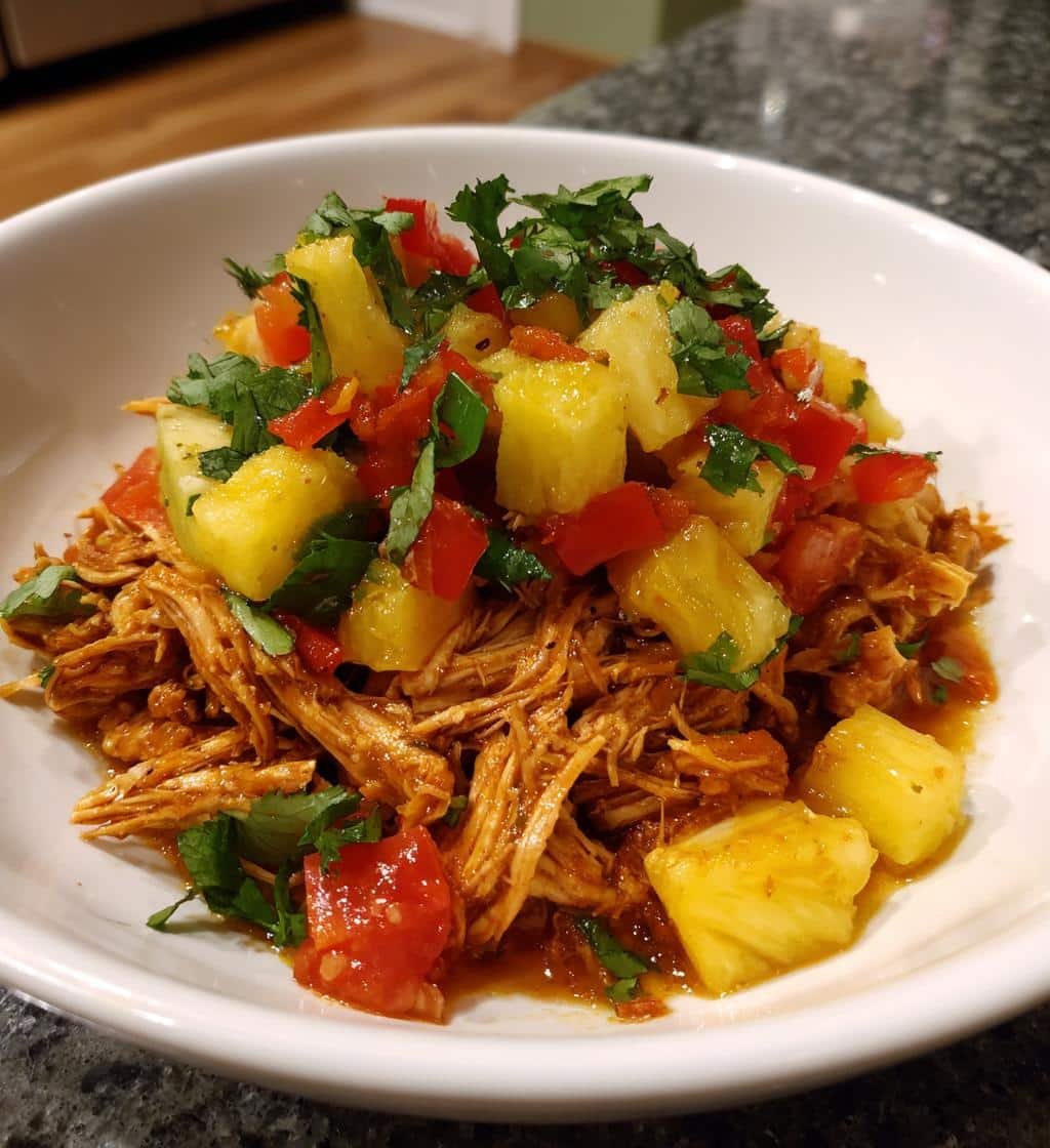 Healthy crockpot Jerk Chicken with Pineapple Salsa - detail 1