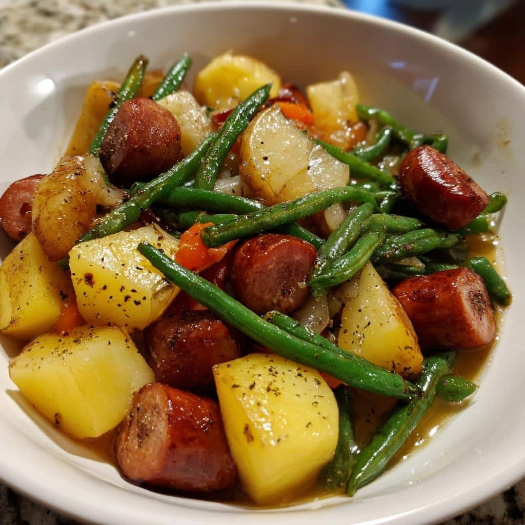 Healthy crockpot Lil smokies and Cubed potatoes, Green beans - detail 1