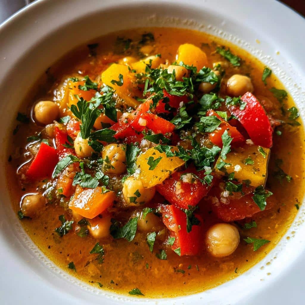Healthy crockpot Mediterranean Chickpea Stew - detail 1
