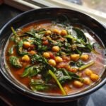 Healthy crockpot Spanish Chickpea & Spinach Stew