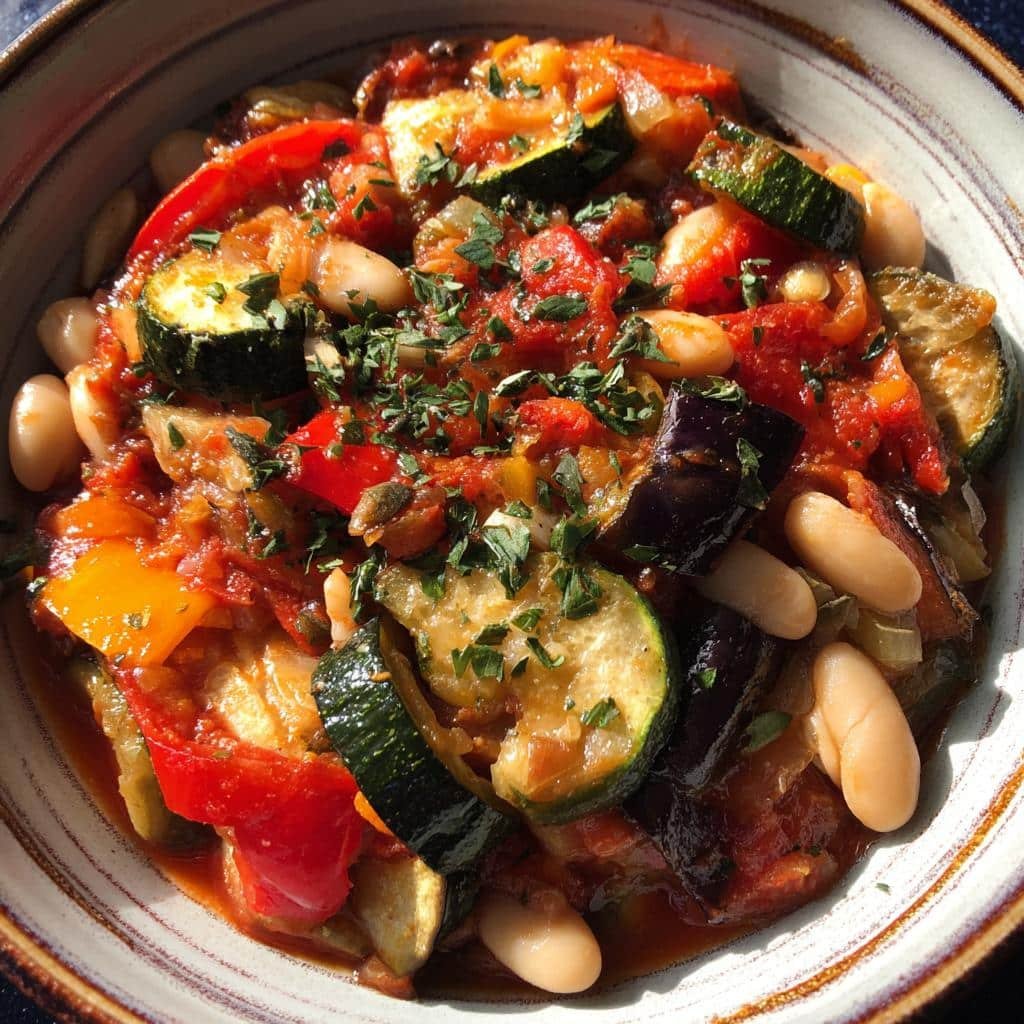 Homemade Healthy Crockpot Ratatouille with Cannellini Beans - detail 1