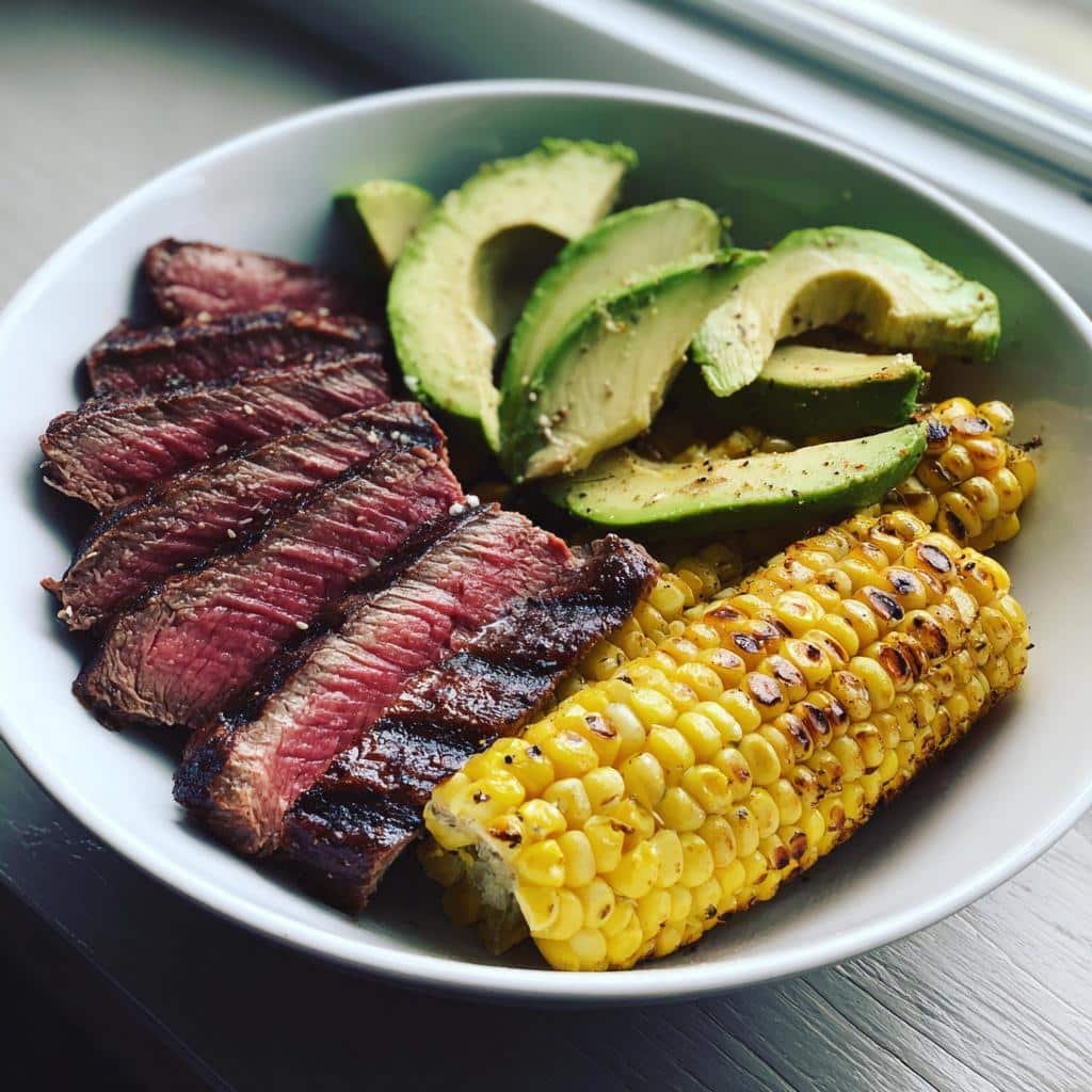 Homemade Steak Avocado Roasted Corn Bowl