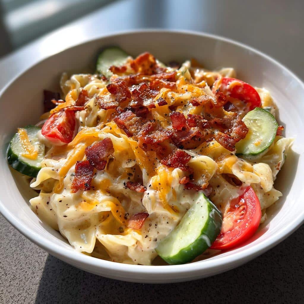Loaded Bacon Cheeseburger Alfredo Pasta