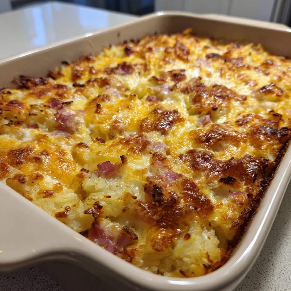 Loaded Cheesy Ham and Hash Brown Casserole