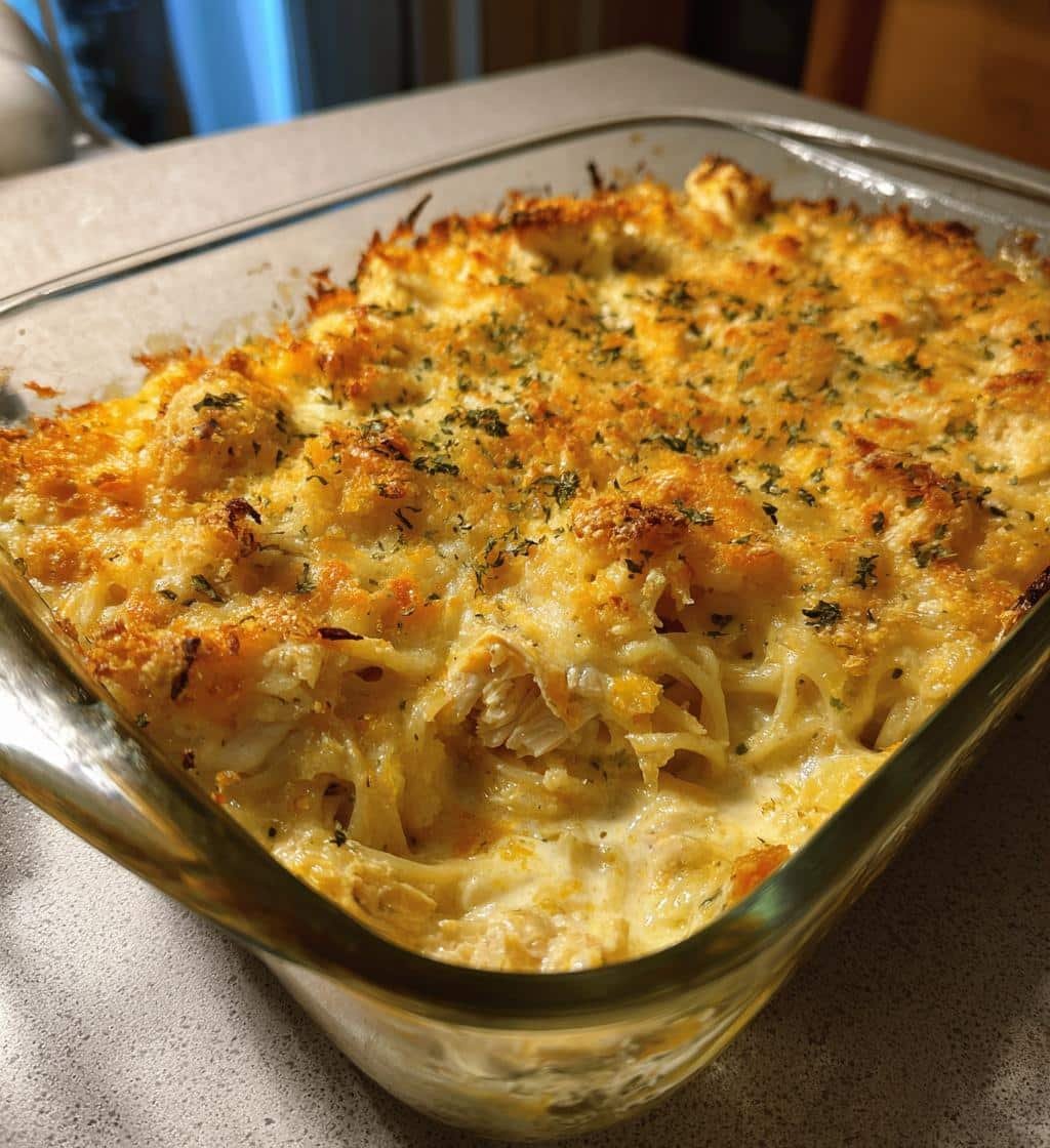 Oven-Baked Creamy Chicken Spaghetti Casserole