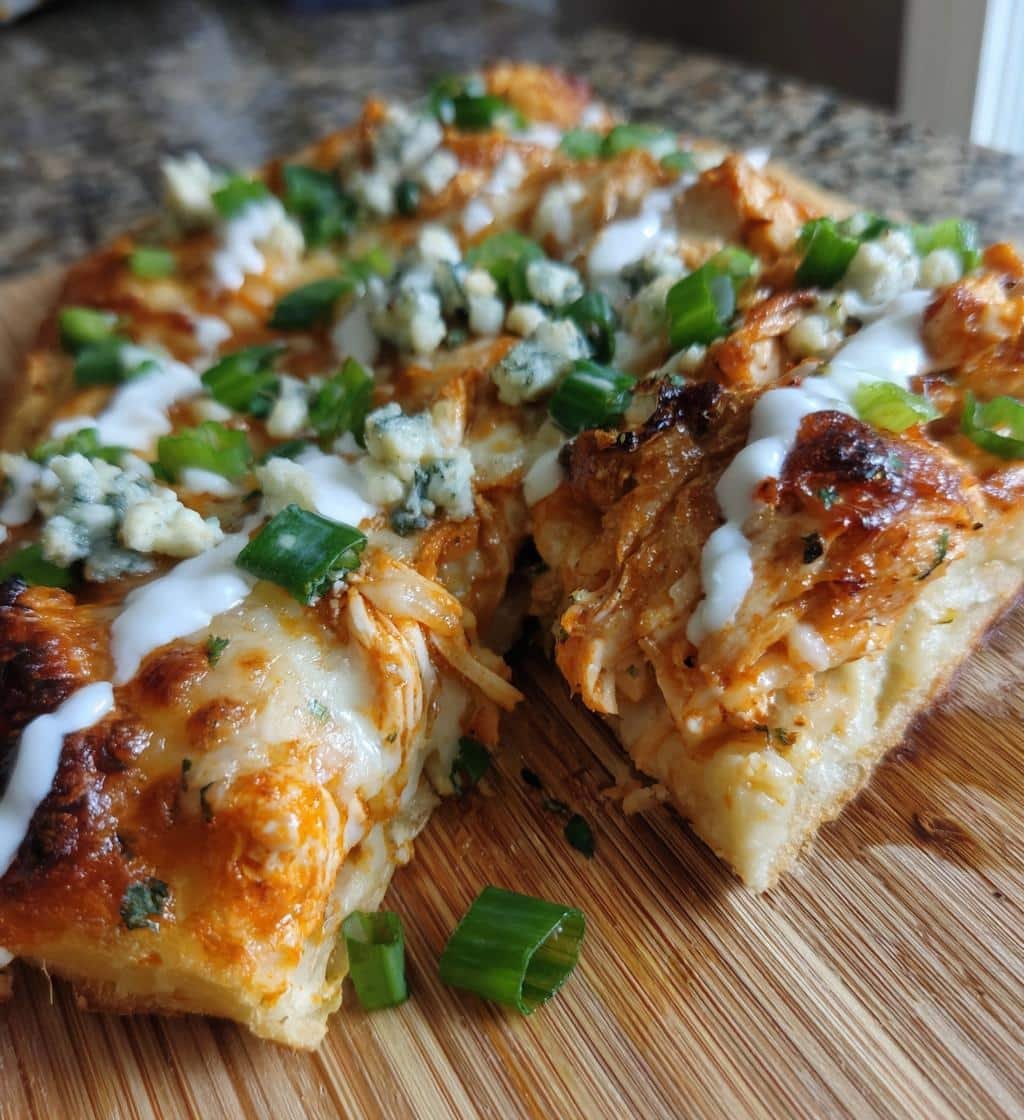 Quick Buffalo Chicken Flatbread Pizza