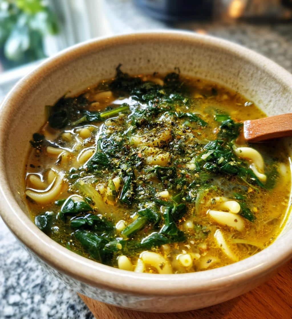 Quick Healthy Spinach & Pasta Italian Soup - detail 1