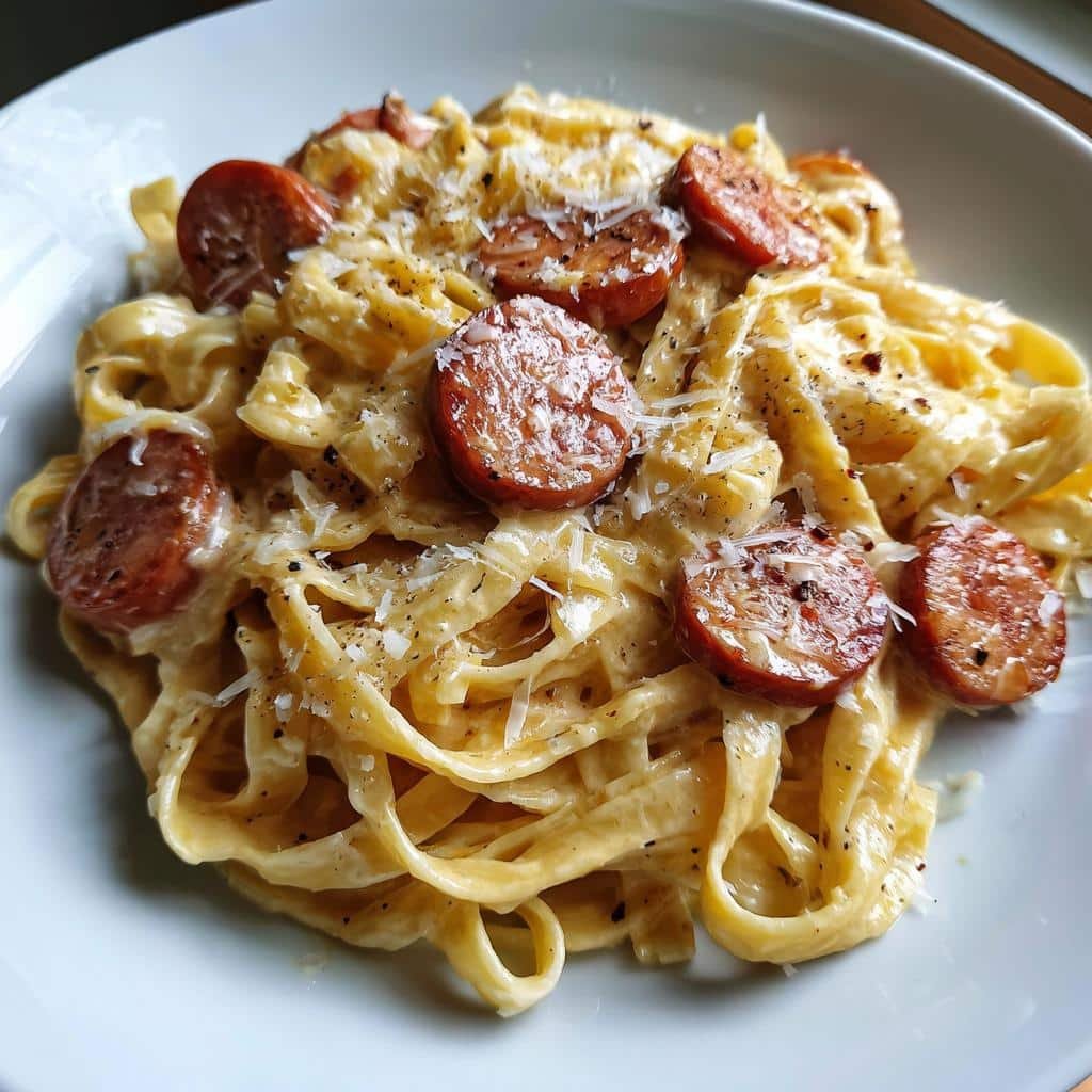 Smoked Sausage Alfredo Pasta - detail 1