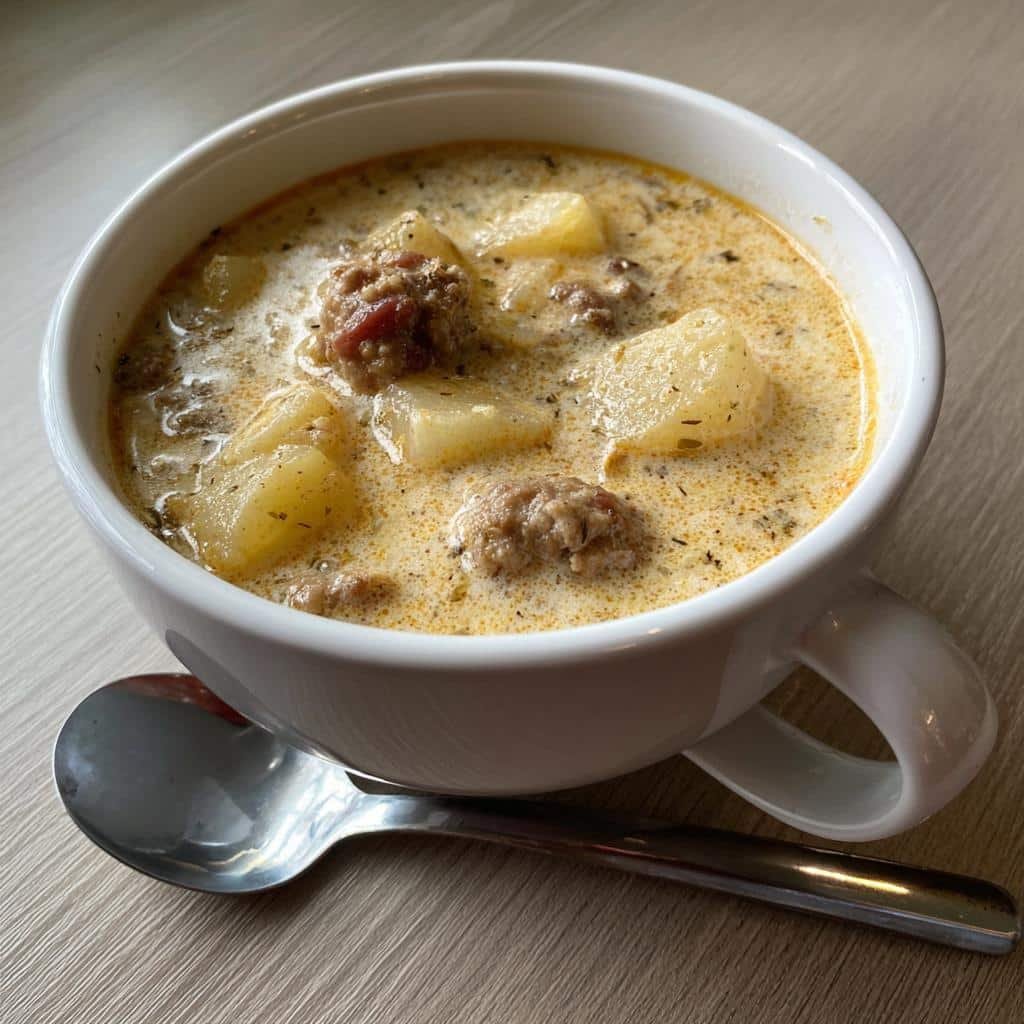 crockpot creamy italian sausage potato soup - detail 1