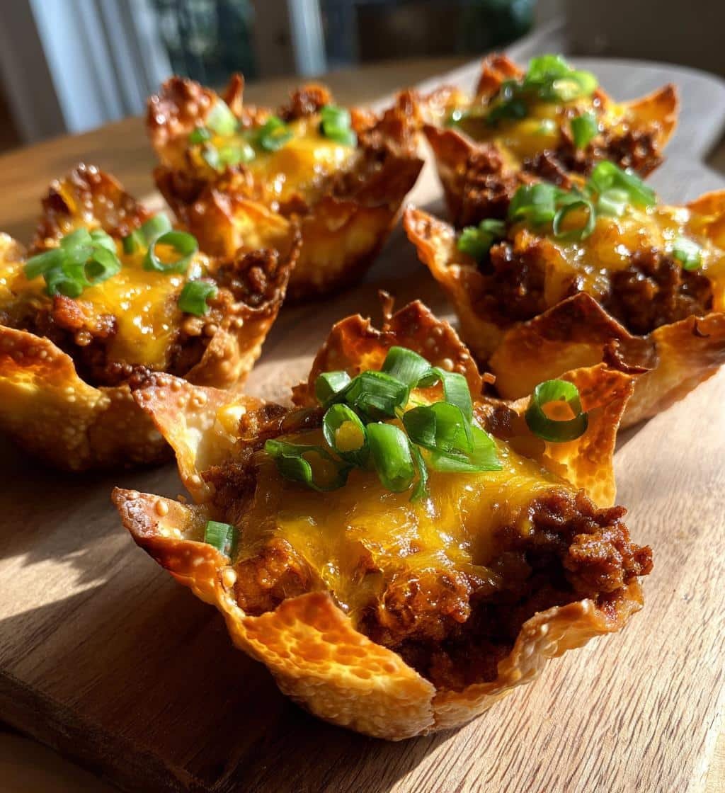 sausage and cheese wonton cups