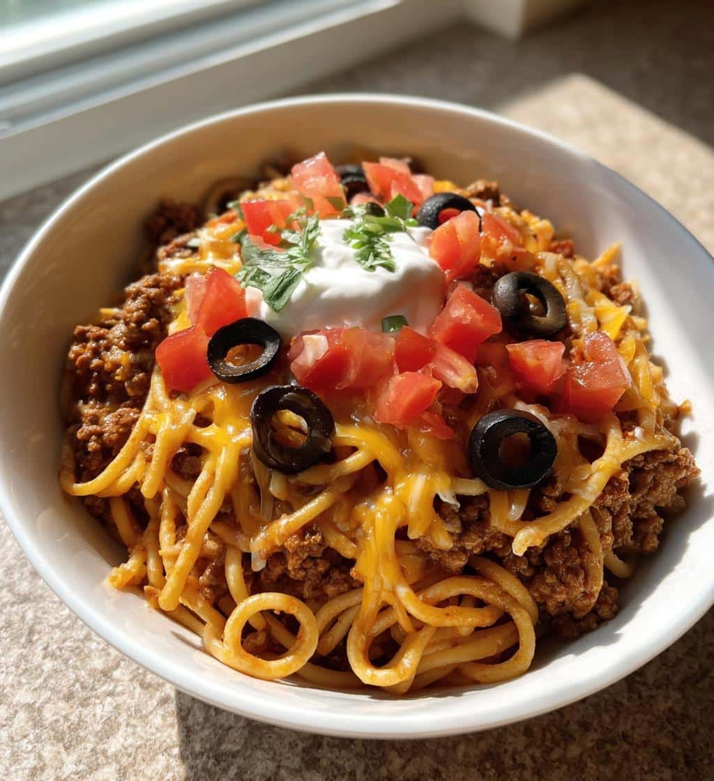Cheesy Taco Spaghetti - detail 1