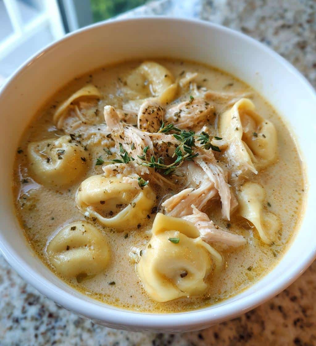 Creamy Rotisserie Chicken Tortellini Soup