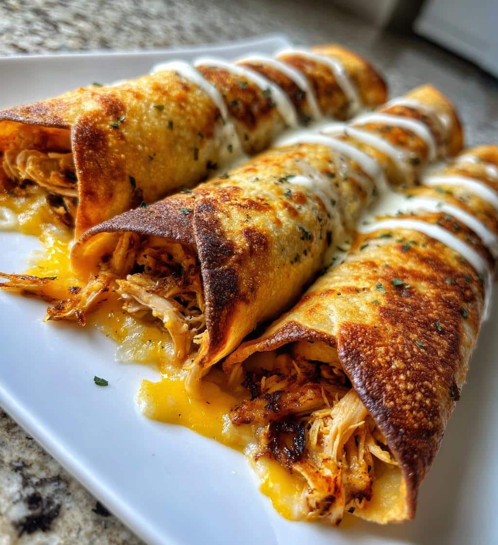 Crispy Loaded Chicken Ranch Taquitos