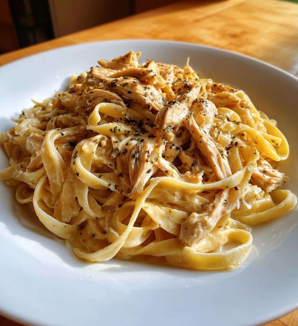 Crockpot Garlic Parmesan Chicken Pasta