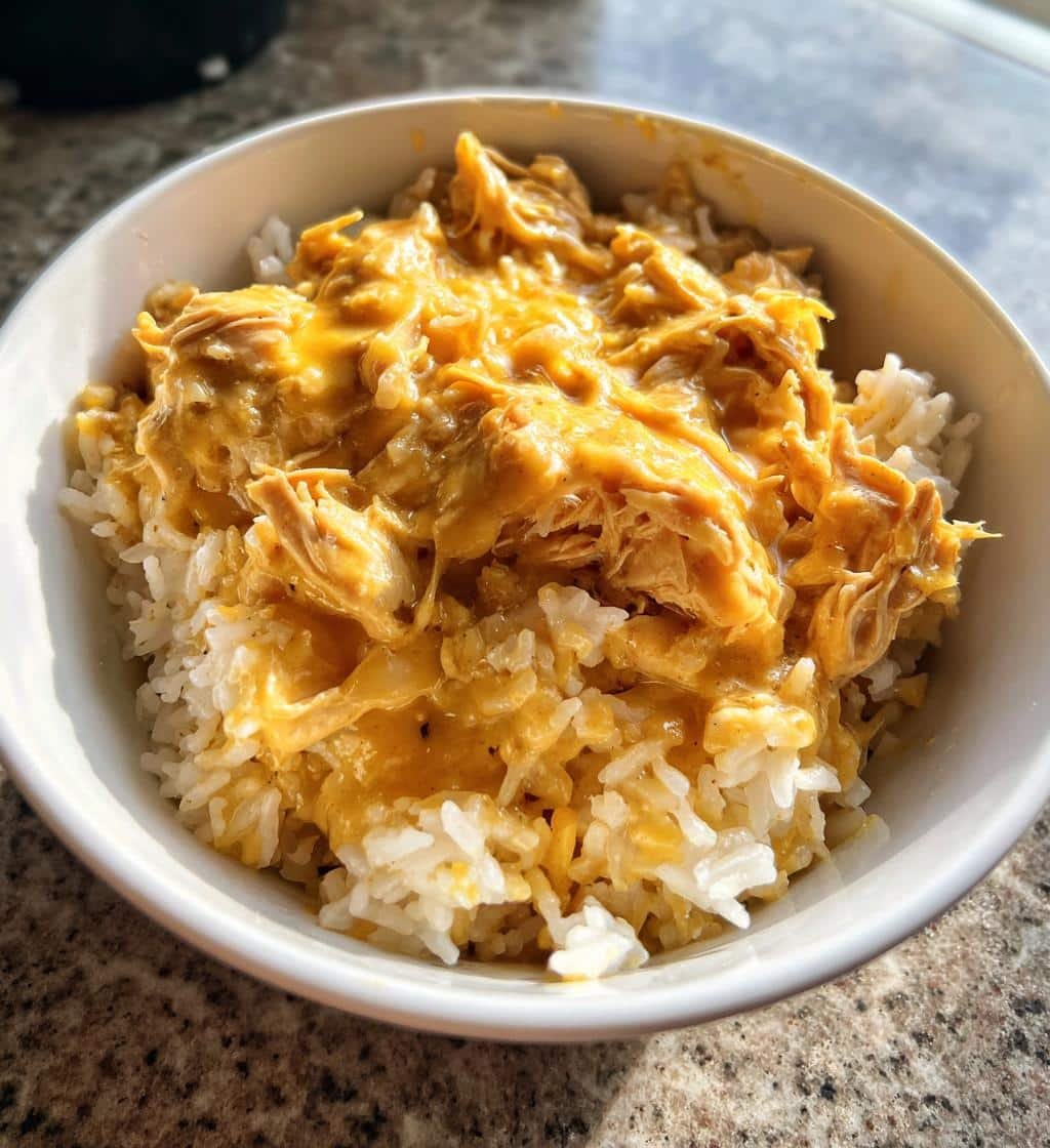Crockpot cheesy chicken and rice