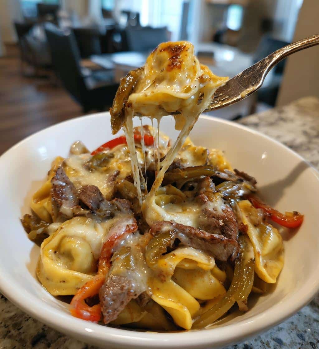 Delicious Cheesesteak Tortellini in Rich Provolone Sauce - detail 1