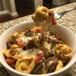 Delicious Cheesesteak Tortellini in Rich Provolone Sauce