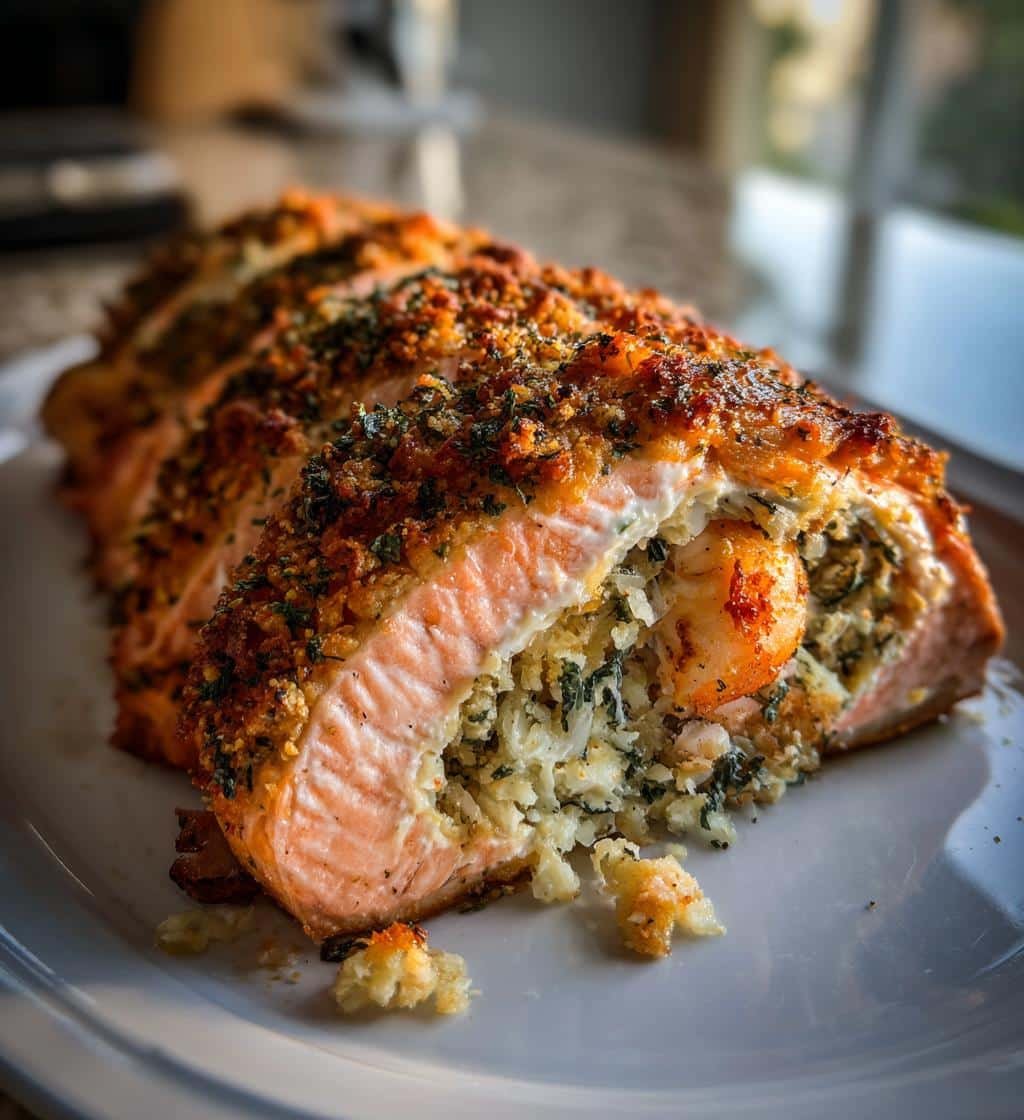 Delicious Crab & Shrimp Stuffed Salmon