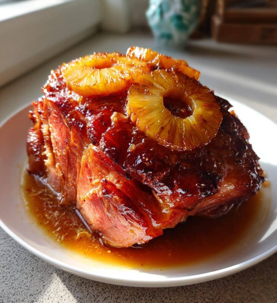 Delicious Crock Pot Brown Sugar Pineapple Ham