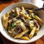 Delicious Crockpot Philly Cheesesteak Pasta