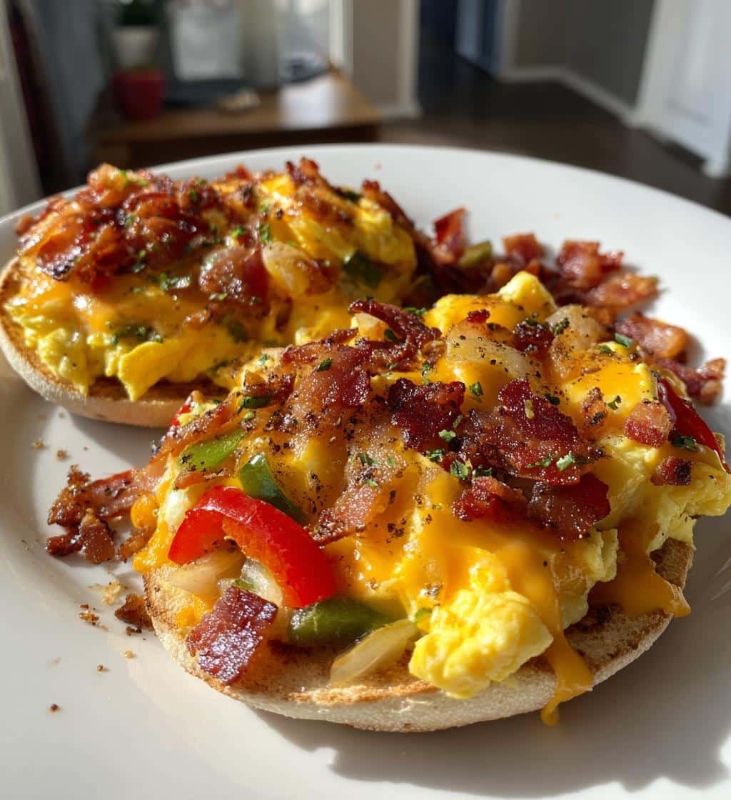 Delicious English Muffin Breakfast Pizza - detail 1