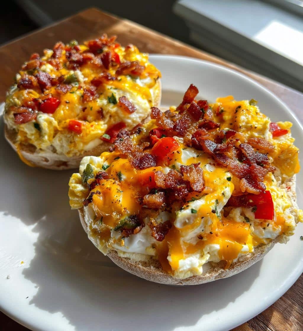 Delicious English Muffin Breakfast Pizza