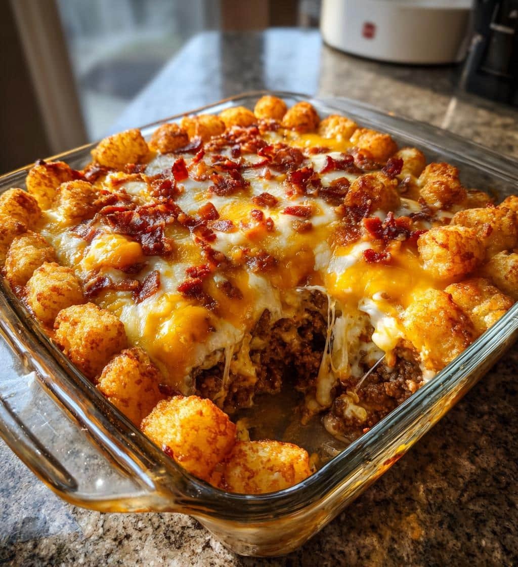 Easy BBQ Bacon Cheeseburger Casserole